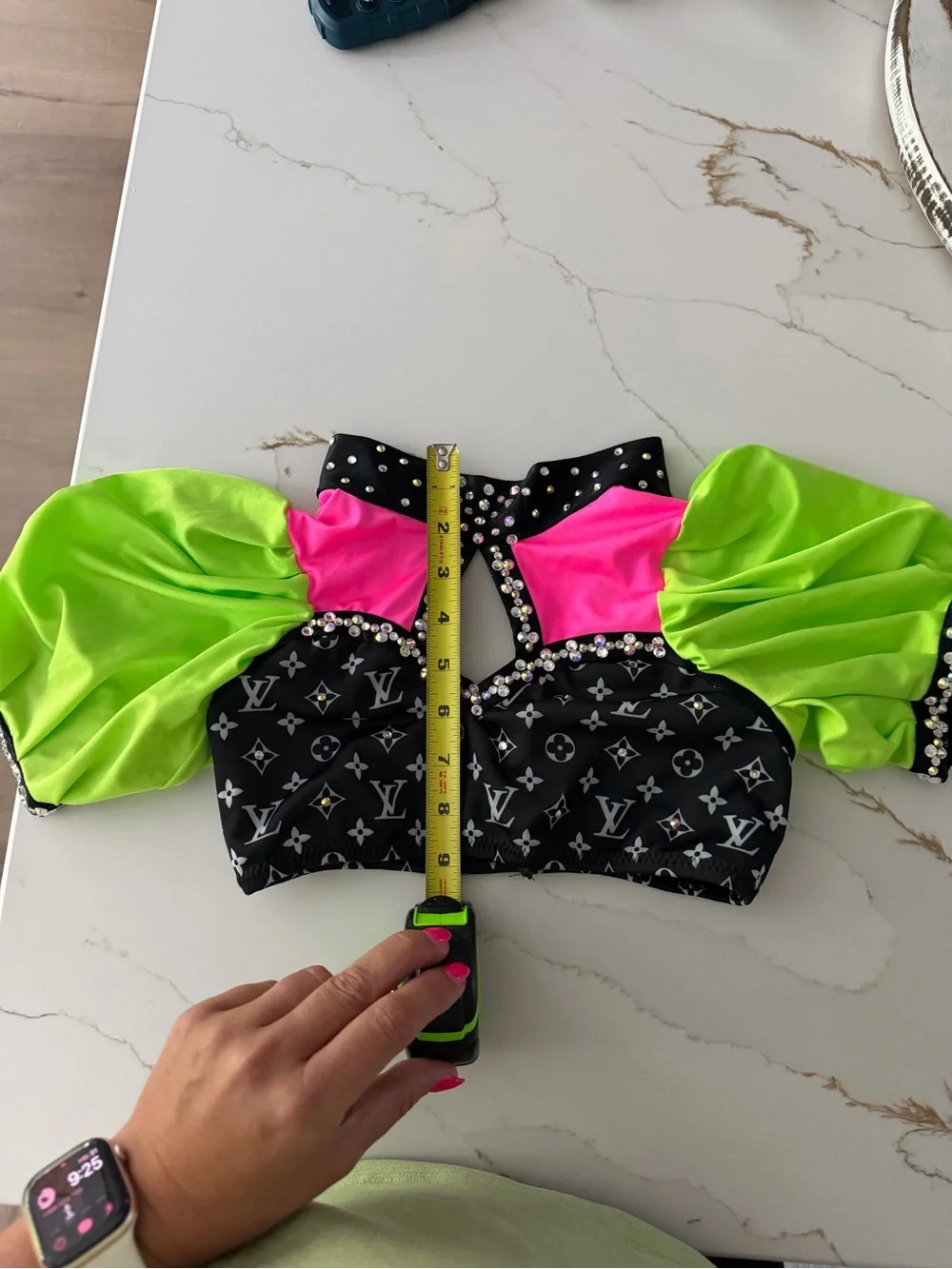 Designer inspired Neon Green, Hot Pink & Black Dance Two-Piece Set L*V*